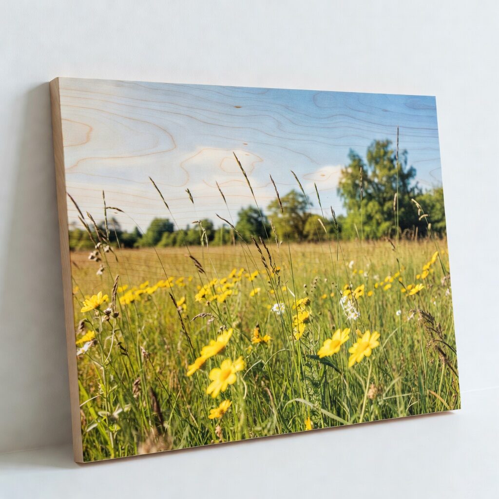 Foto na dřevě 20×30 — Přírodní dřevo a ostrá fotografie krajiny.